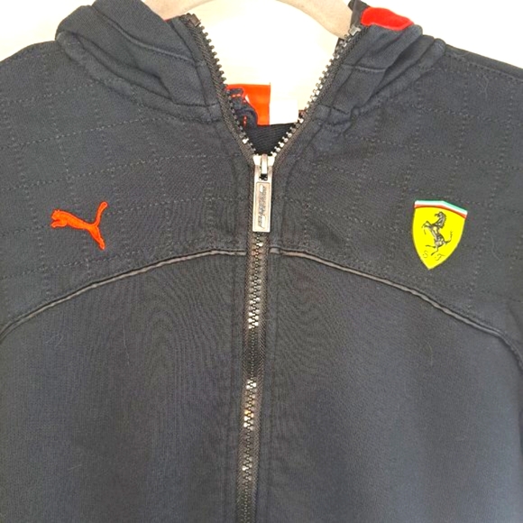 Puma Ferrari Scuderia Black Zip Up Hooded Sweatshirt Jacket Size Medium - Picture 3 of 7